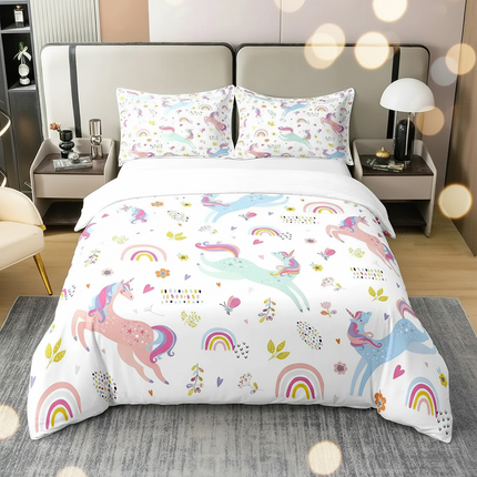 colorful unicorn bedding - lifestyle