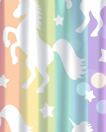 colorful unicorn curtains - detail