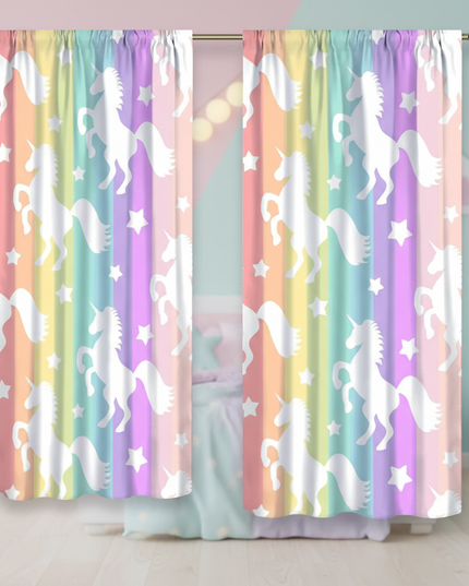 colorful unicorn curtains - lifestyle