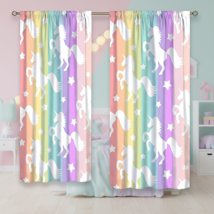 colorful unicorn curtains - lifestyle