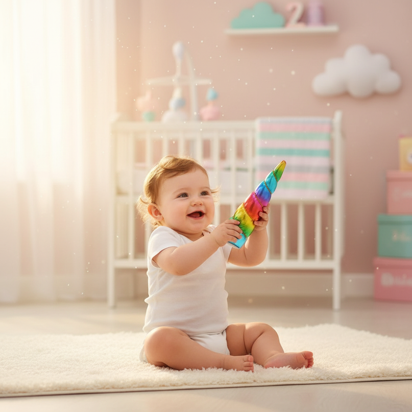 colorful unicorn headband - in-use