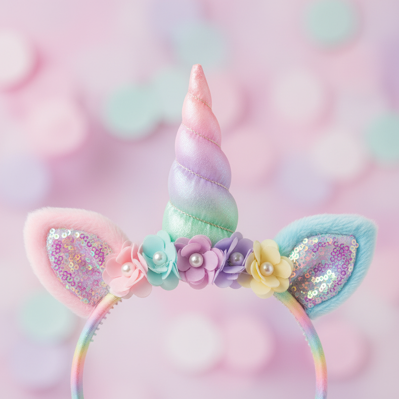colorful unicorn headband pack - detail