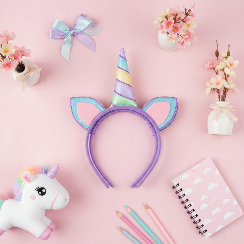 colorful unicorn headband pack - flat-lay