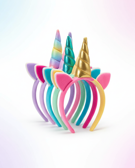 colorful unicorn headband pack - white-bg