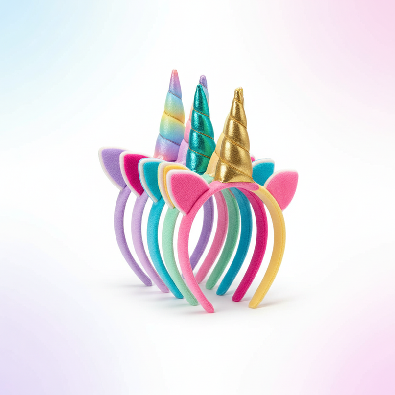 colorful unicorn headband pack - white-bg