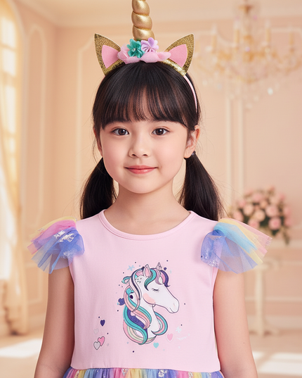 colorful unicorn mesh tutu dress - detail