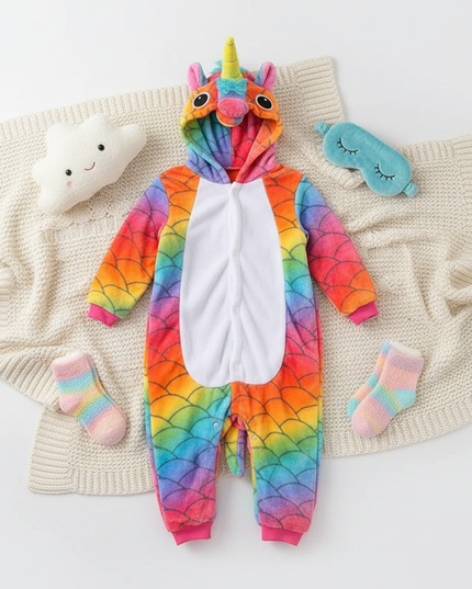colorful unicorn onesie - flat-lay