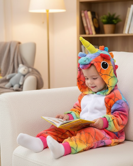 colorful unicorn onesie - lifestyle