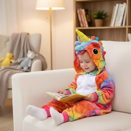 colorful unicorn onesie - lifestyle
