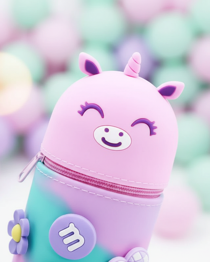 colorful unicorn pencil case - detail
