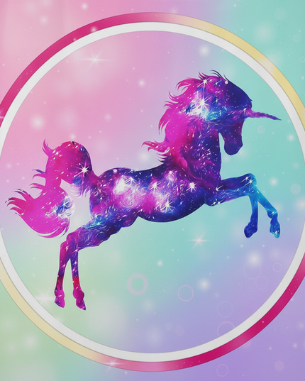 colorful unicorn shower curtain - detail