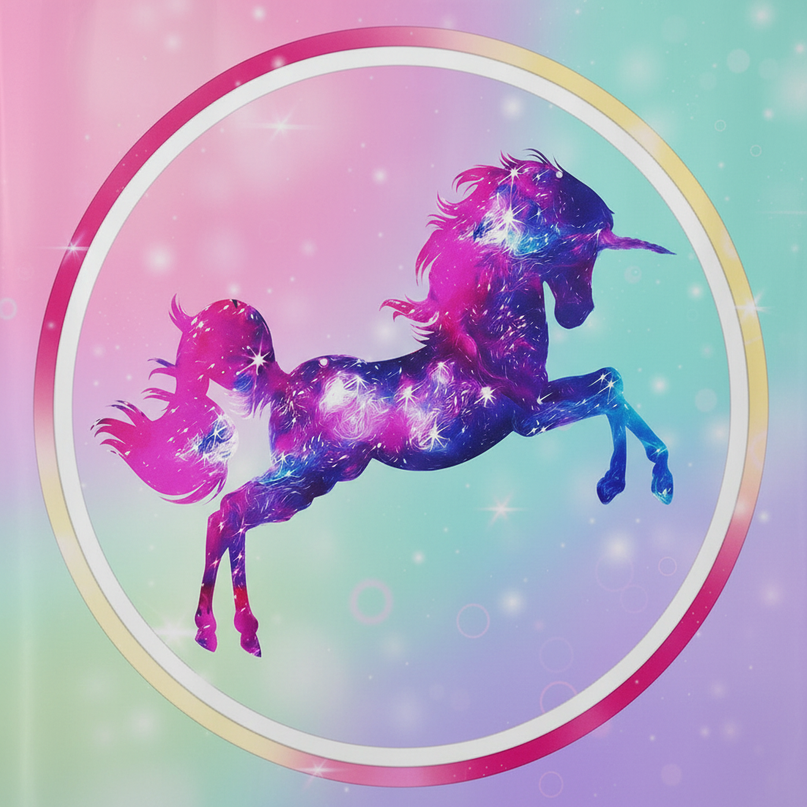 colorful unicorn shower curtain - detail
