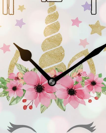 colorful unicorn wall clock - detail
