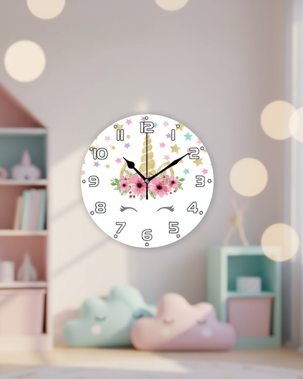 colorful unicorn wall clock - lifestyle