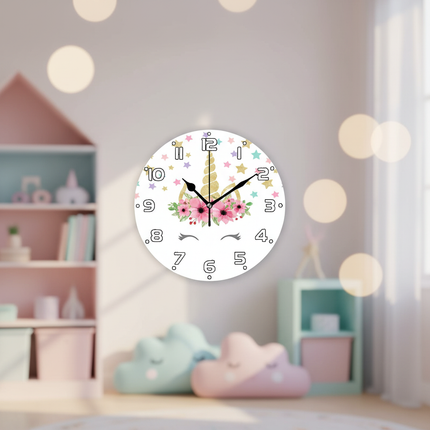 colorful unicorn wall clock - lifestyle