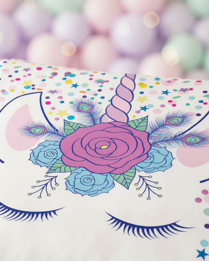 confetti eyelash unicorn bedding - detail
