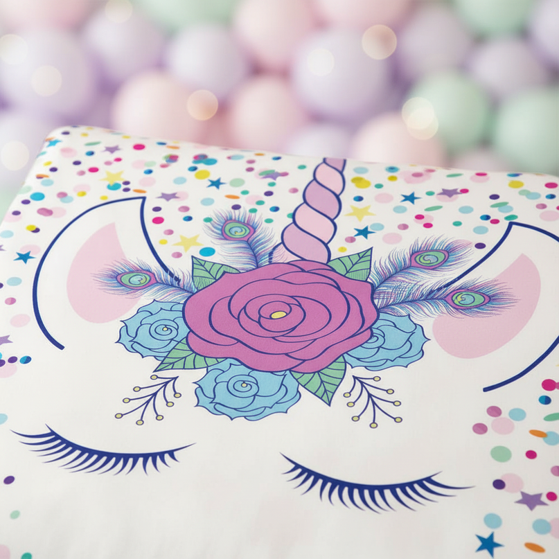 confetti eyelash unicorn bedding - detail