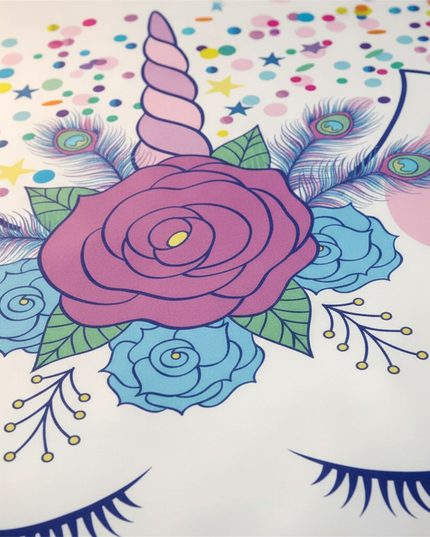 confetti peacock lashes unicorn bedding - detail