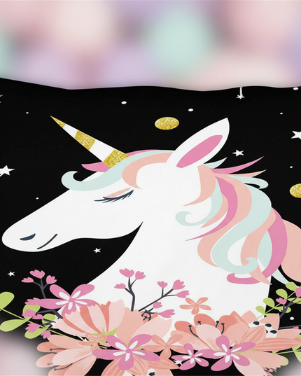 constellation floral unicorn bedding - detail