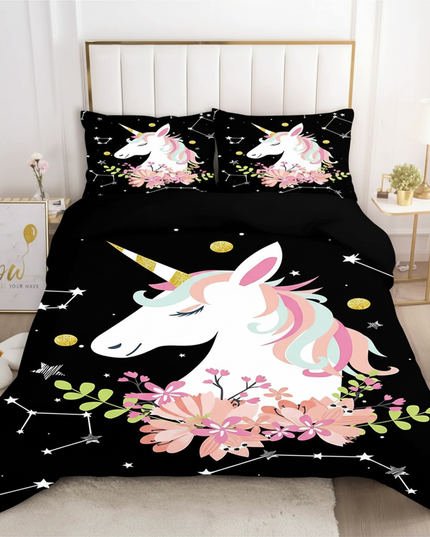 constellation floral unicorn bedding - lifestyle