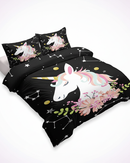 constellation floral unicorn bedding - white-bg