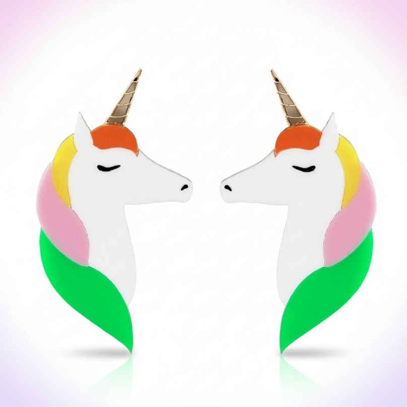 cool unicorn earrings - white-bg