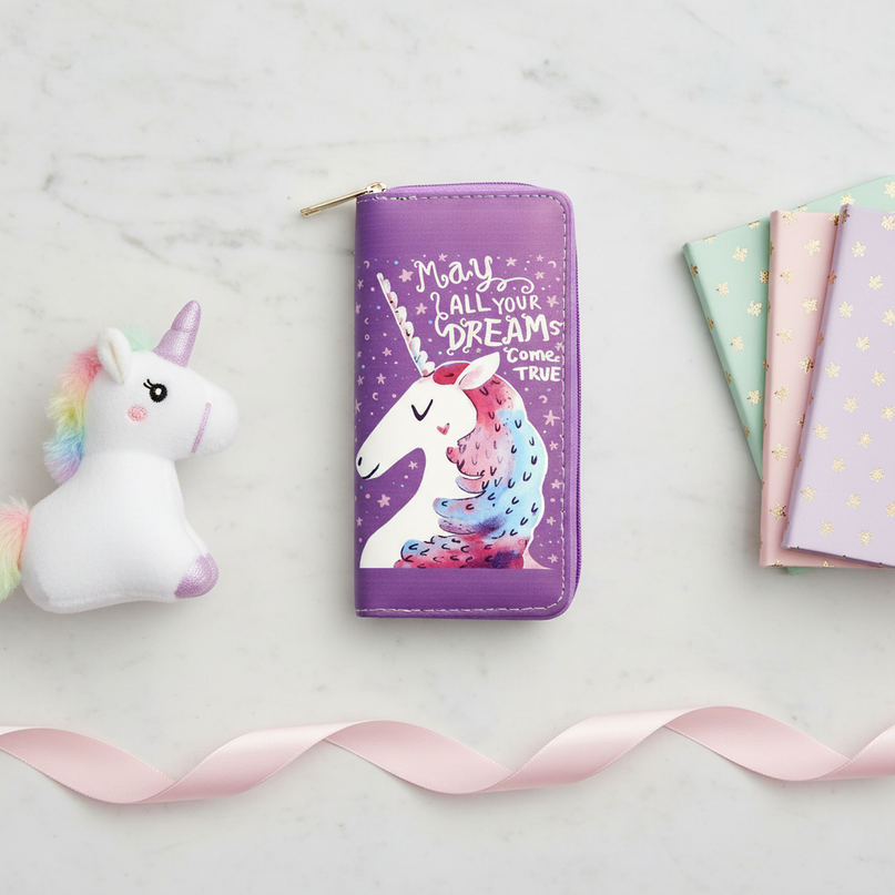 cool unicorn wallet - flat-lay