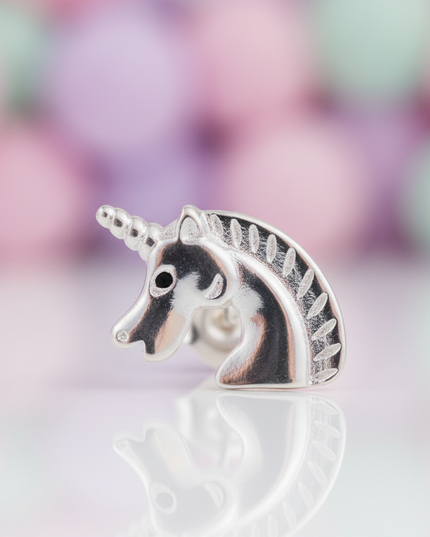copper unicorn earrings - detail