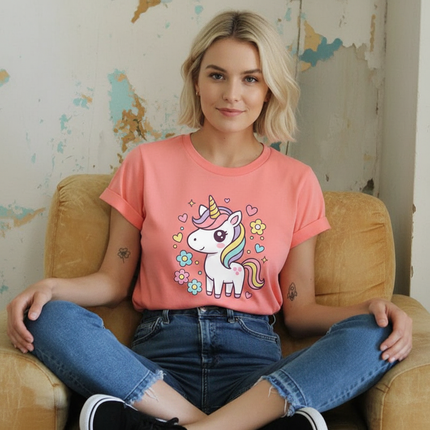 coral unicorn shirt - lifestyle