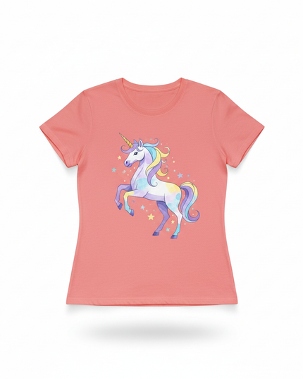 coral unicorn shirt - white-bg
