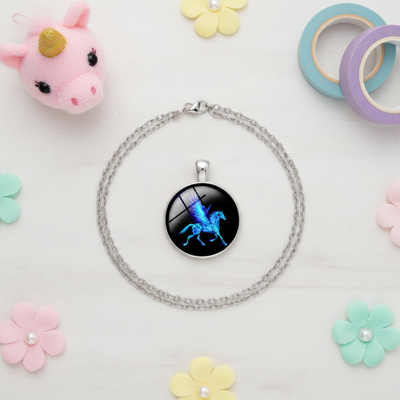 cosmic unicorn necklace - flat-lay