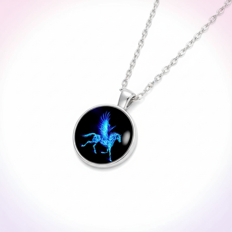 cosmic unicorn necklace - white-bg
