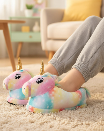 cosmic unicorn slippers - in-use
