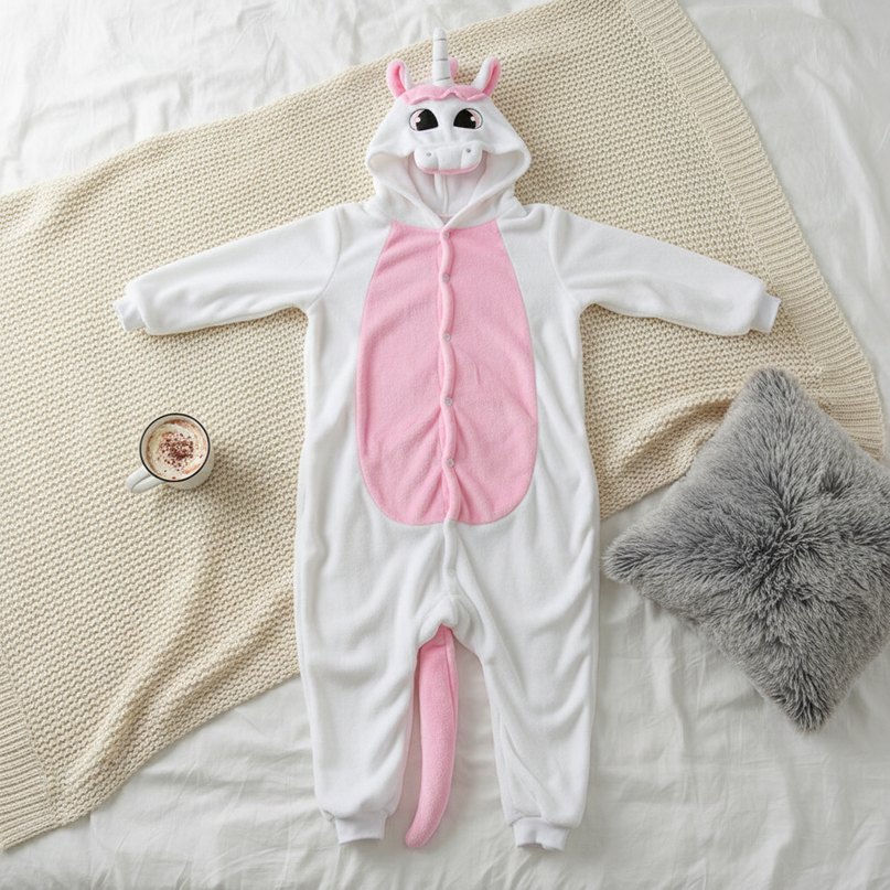 cotton unicorn onesie - flat-lay