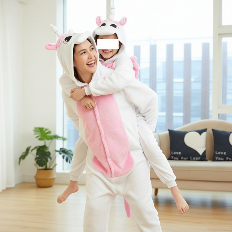cotton unicorn onesie - in-use