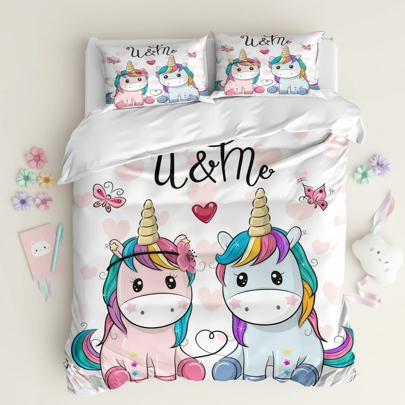 couple unicorn bedding - flat-lay