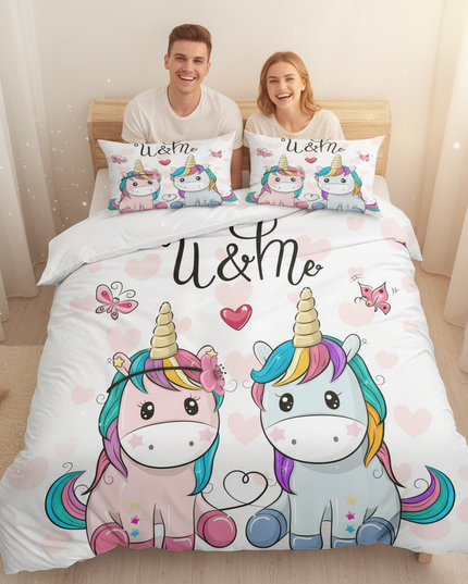 couple unicorn bedding - in-use