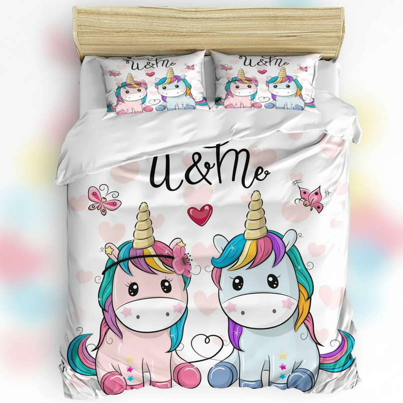 couple unicorn bedding - lifestyle