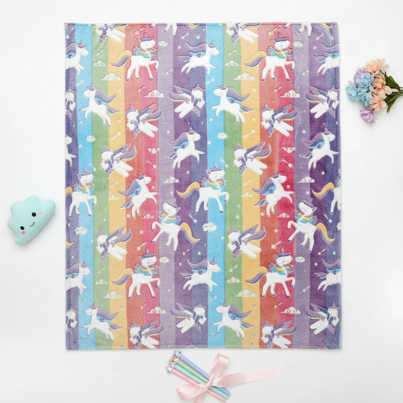 cozy unicorn blanket - flat-lay