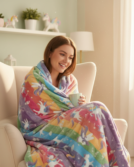 cozy unicorn blanket - in-use