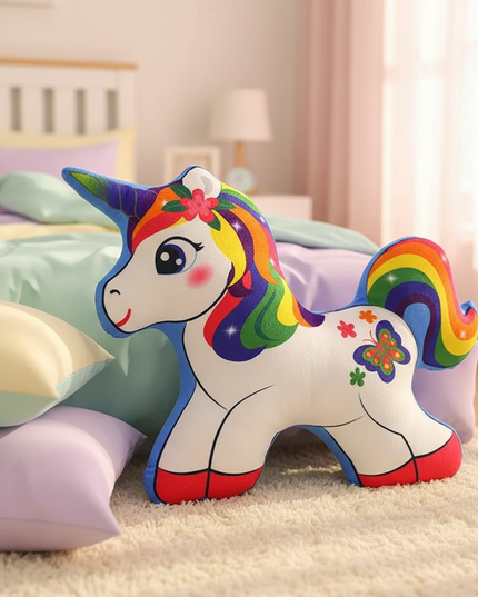 cozy unicorn plush pillow - lifestyle