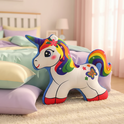 cozy unicorn plush pillow - lifestyle
