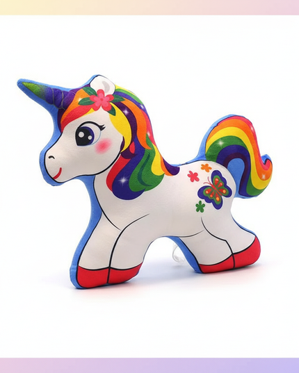 cozy unicorn plush pillow - white-bg