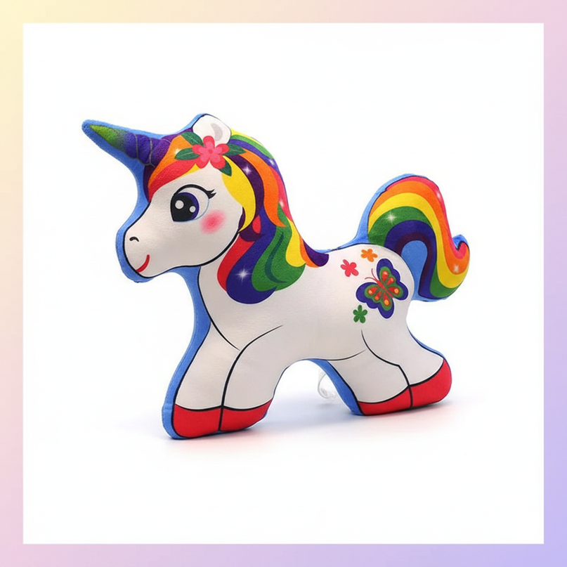 cozy unicorn plush pillow - white-bg