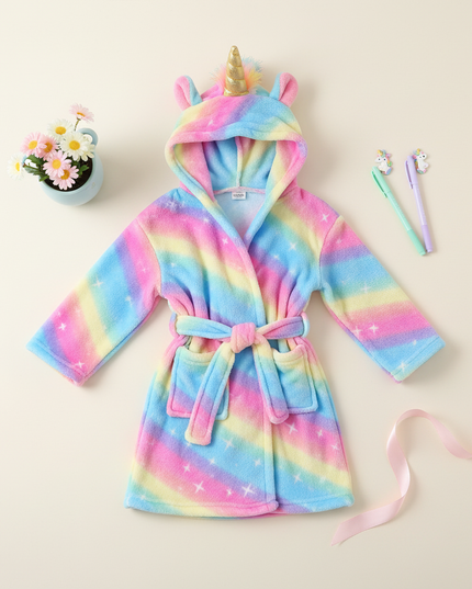 cozy unicorn robe - flat-lay
