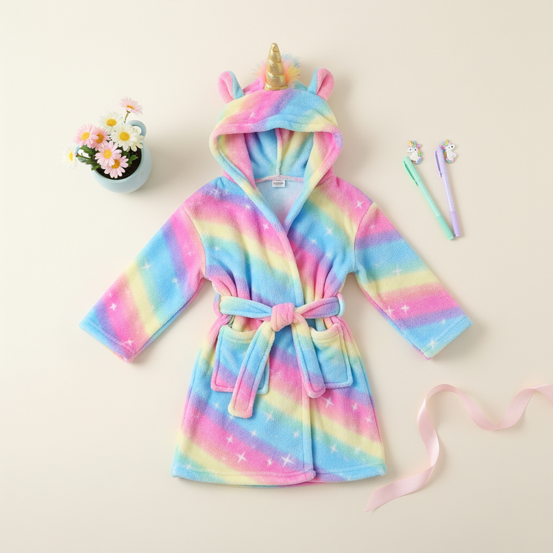 cozy unicorn robe - flat-lay