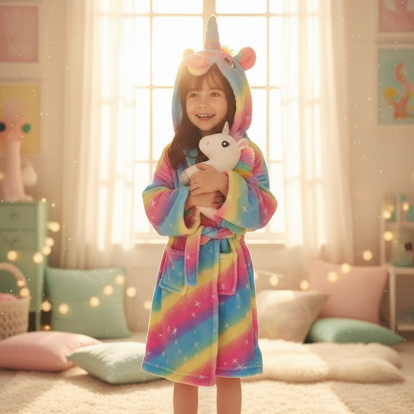 cozy unicorn robe - in-use
