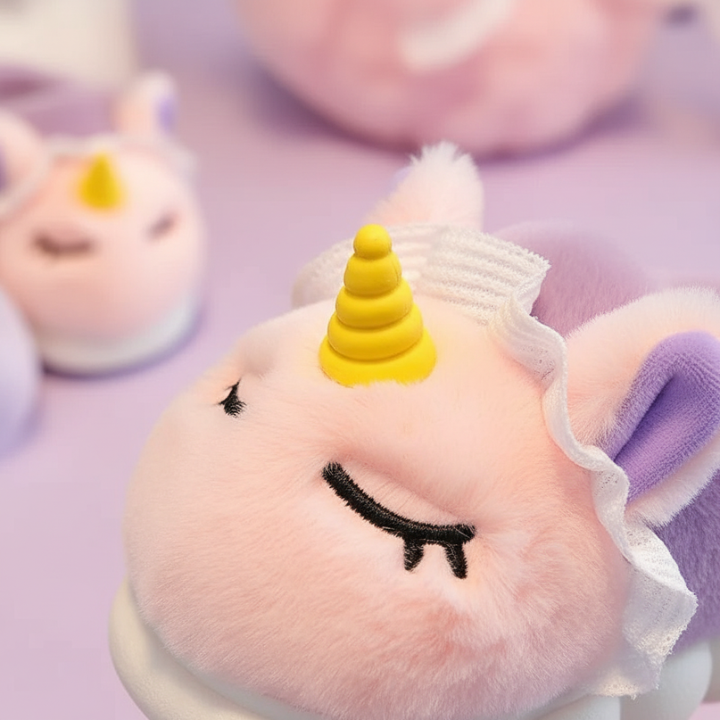 cozy unicorn slippers - detail