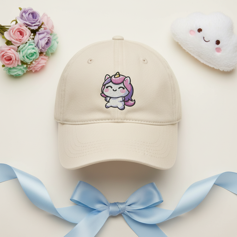 cream unicorn hat - flat-lay