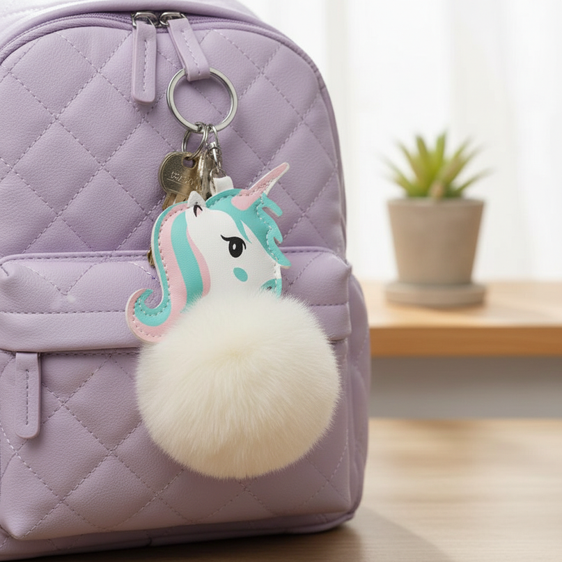 cream unicorn keychain - lifestyle